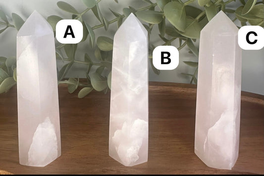 Natural Pink Mangano Calcite polished towers