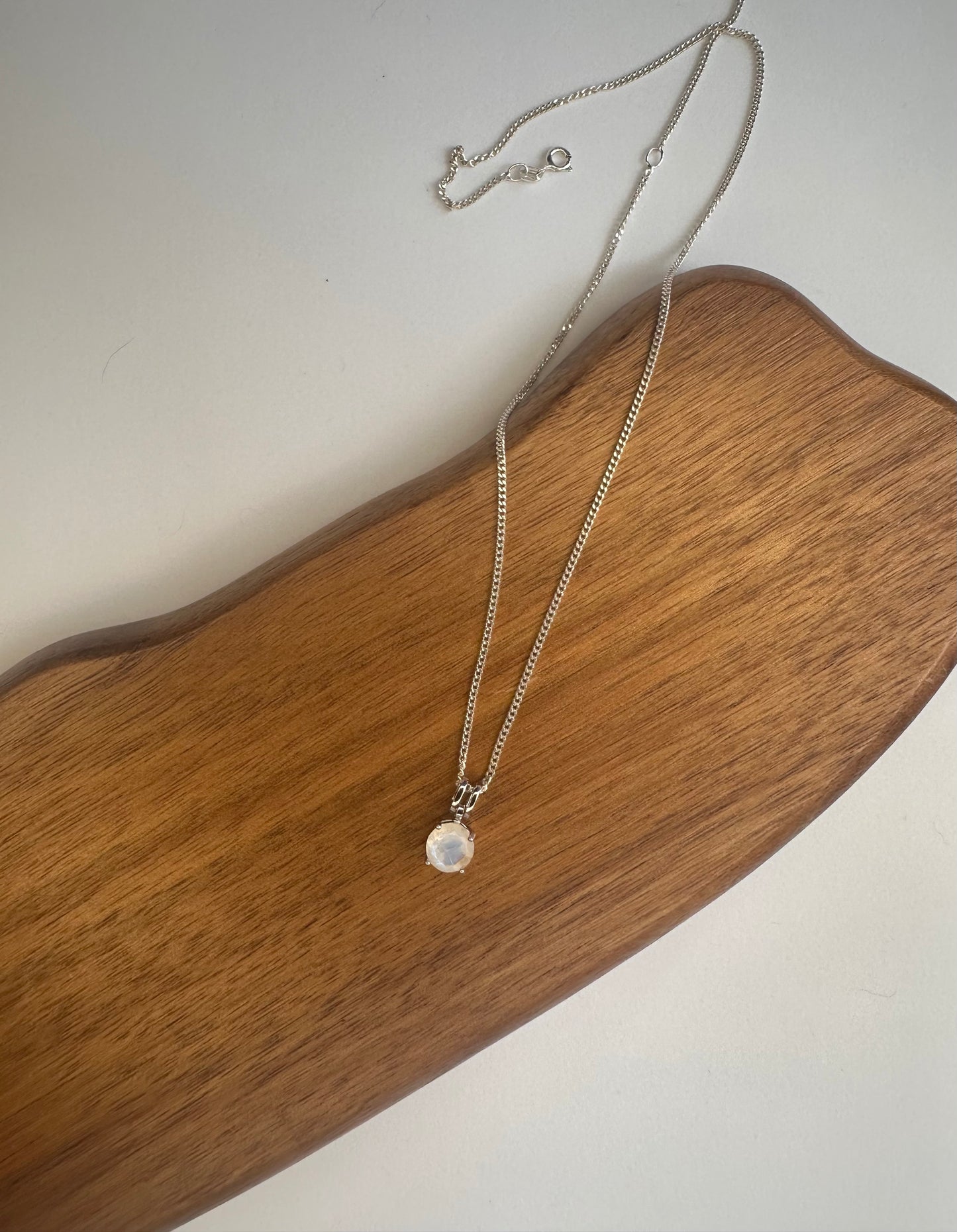 Sterling Silver Rainbow Moonstone pendant necklace