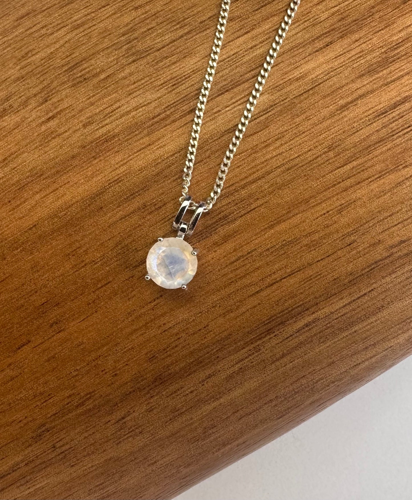 Sterling Silver Rainbow Moonstone pendant necklace