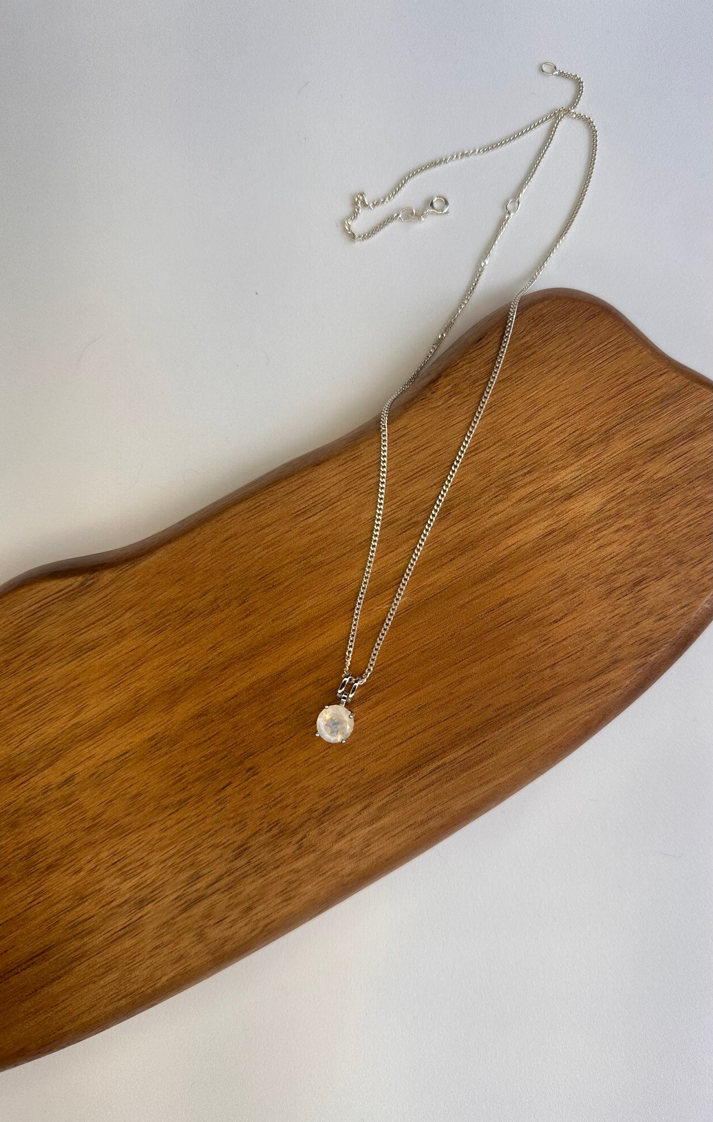 Sterling Silver Rainbow Moonstone pendant necklace