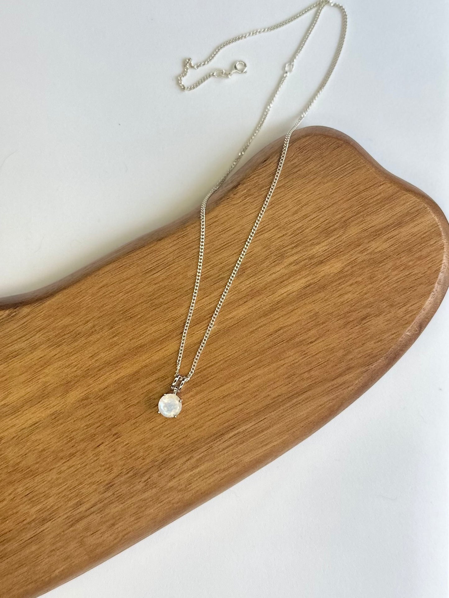 Sterling Silver Rainbow Moonstone pendant necklace