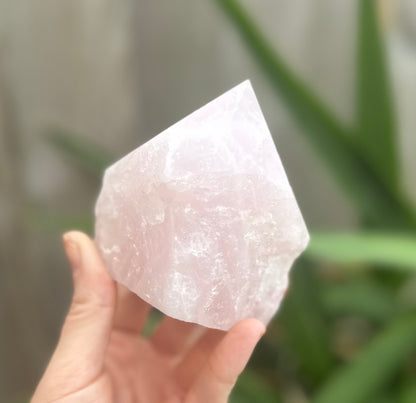 Rose Quartz Cut base polished point