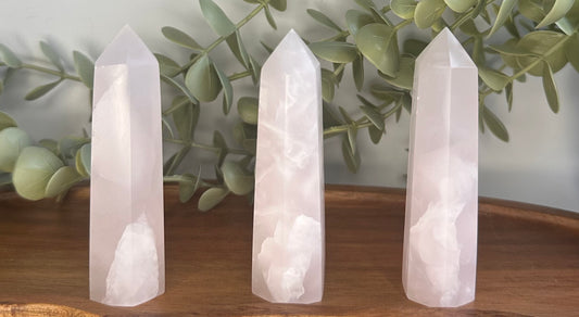 Natural Pink Mangano Calcite polished towers